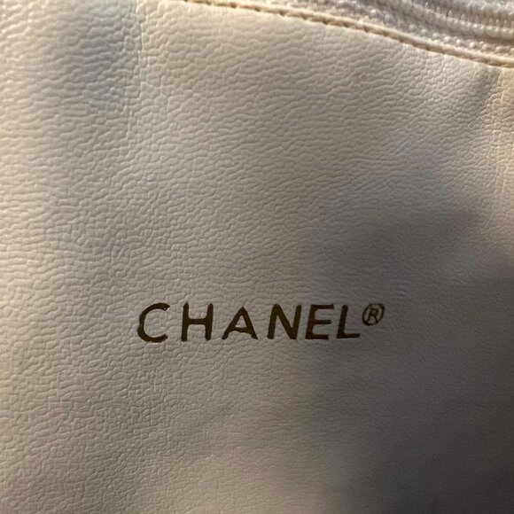 CHANEL Vintage Rare COCO Shoulder Tote Navy White Gold Chain Bag Purse - Picture 9 of 11